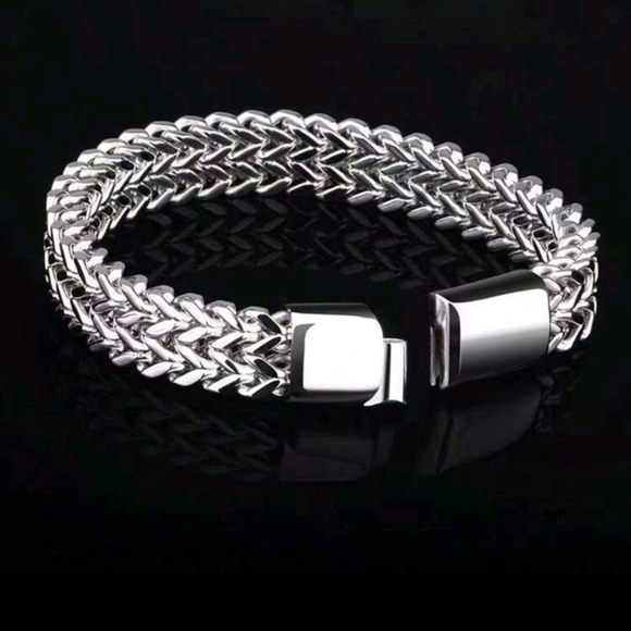 Stainless Steel Magnetic Bayonet Clasp Franco Chain Bracelet For Men 7.5" - Picture 3 of 11